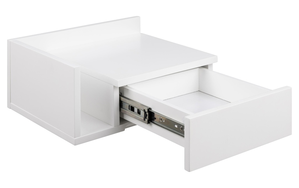 AC Design Table de nuit Ashlan 40 cm x 16.5 cm, Blanc brillant