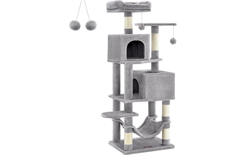 Feandrea Arbre à chat avec 2 cavités 155 cm, Gris/Beige