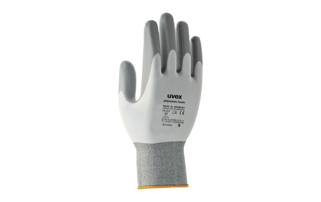 uvex Gant de montage Mousse phynomique, 5, Blanc/Gris, 10 Pièce/s