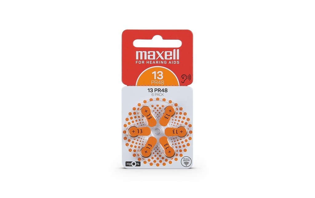 Maxell Europe LTD. Pile pour Appareils auditif PR48-13 , 6 Pièce/s