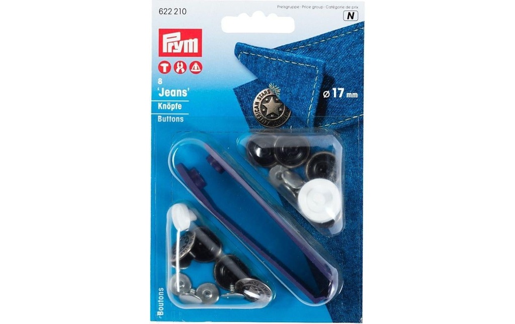 Prym Boutons Étoile américaine 17 mm, 8 pièces