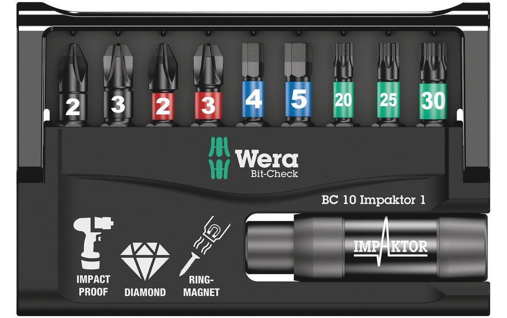 Wera Kits de bits Bit-Check 10 Impaktor 1, 10 Pièce/s pièce(s)