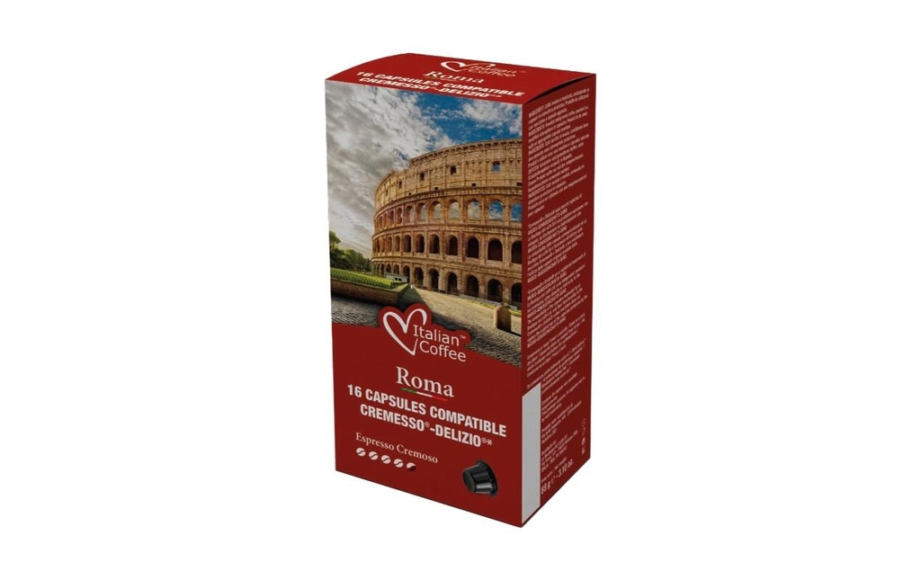 Italian Coffee Capsules de café Delizio Romano Cremesso 16 pièce