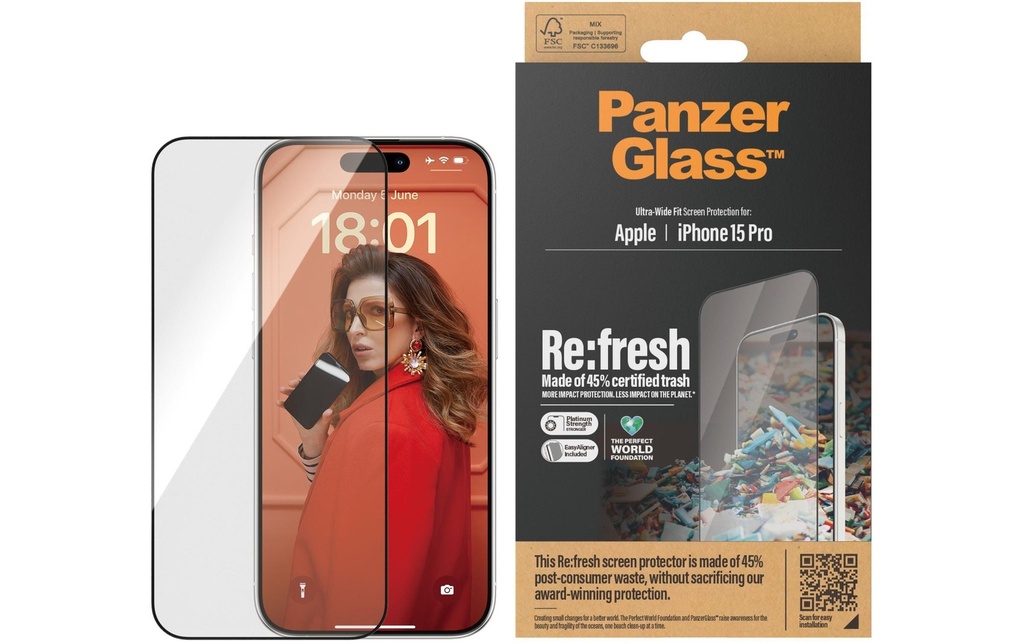 Panzerglass Protection d’écran Refresh  iPhone 15 Pro