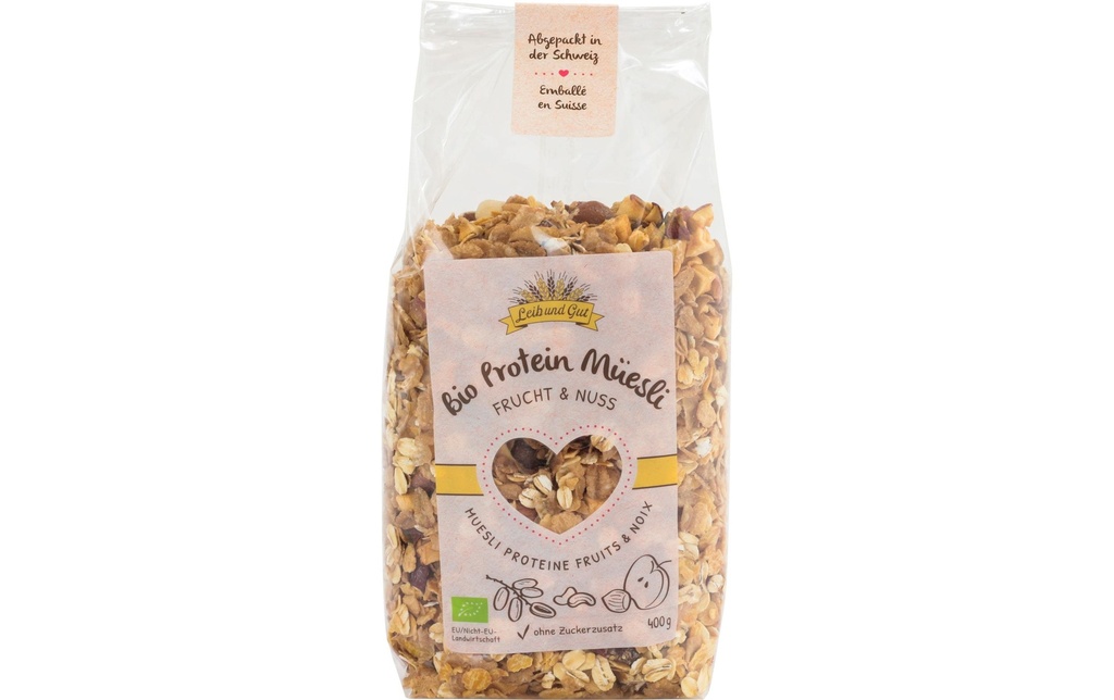 Leib und Gut Muesli Protéines biologiques fruits et noix 400 g