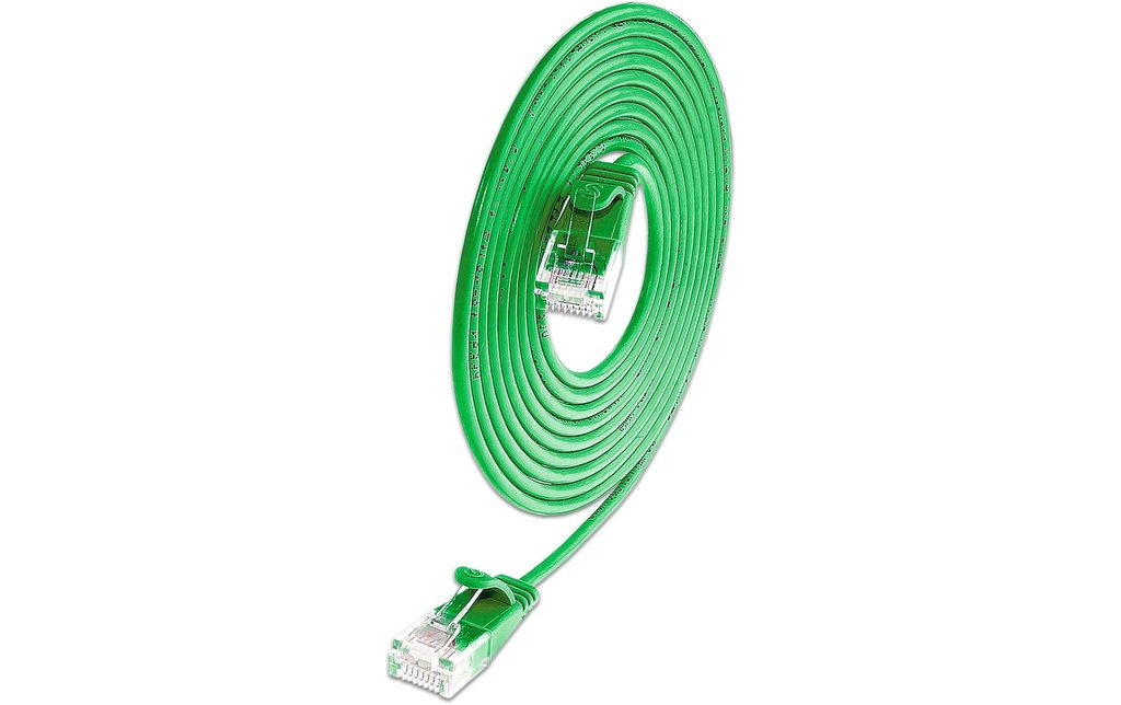 SLIM Câble patch slim RJ-45 - RJ-45, Cat 6A, U/UTP, 0.1 m, Vert