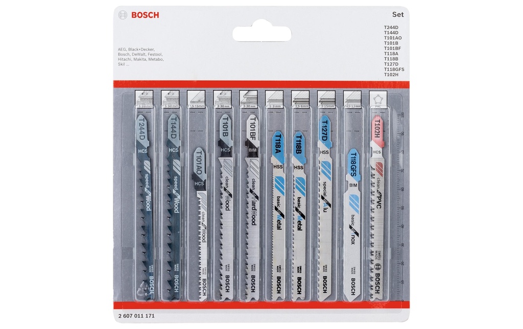 Bosch Professional Jeux de lames de scie sauteuse All in One, 10 pièces