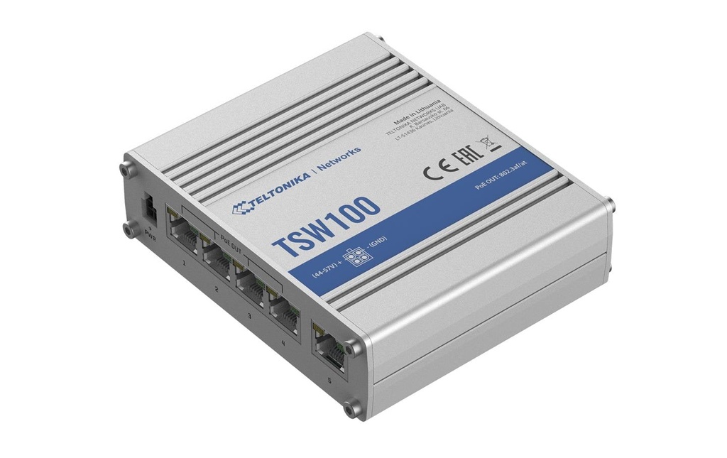 Teltonika Switch PoE+ sur rail TSW100 5 Port