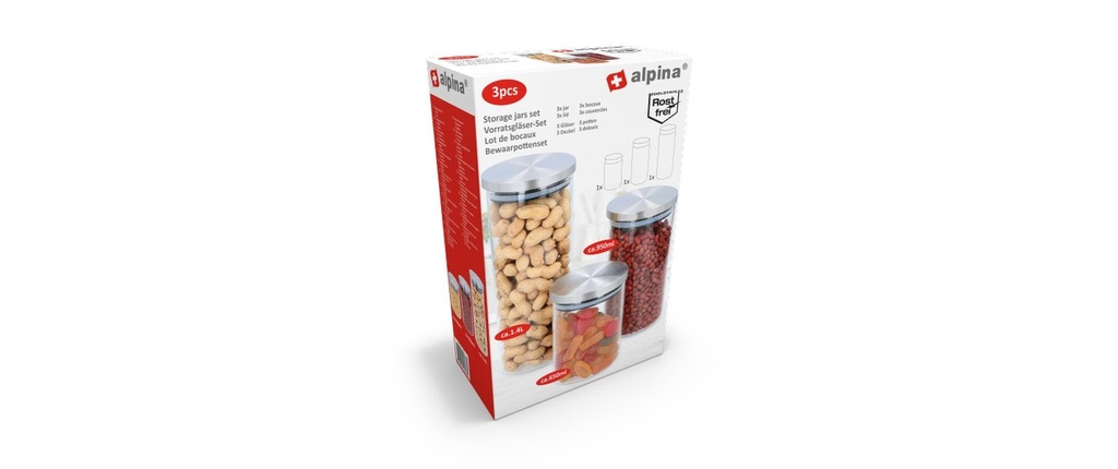 alpina Bocaux à provisions 3.05 l, Transparent