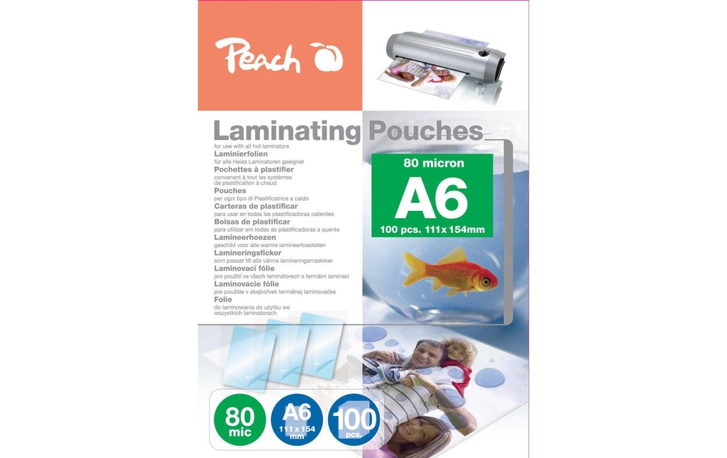 Peach Film laminé A6 80 mic A6, brillant