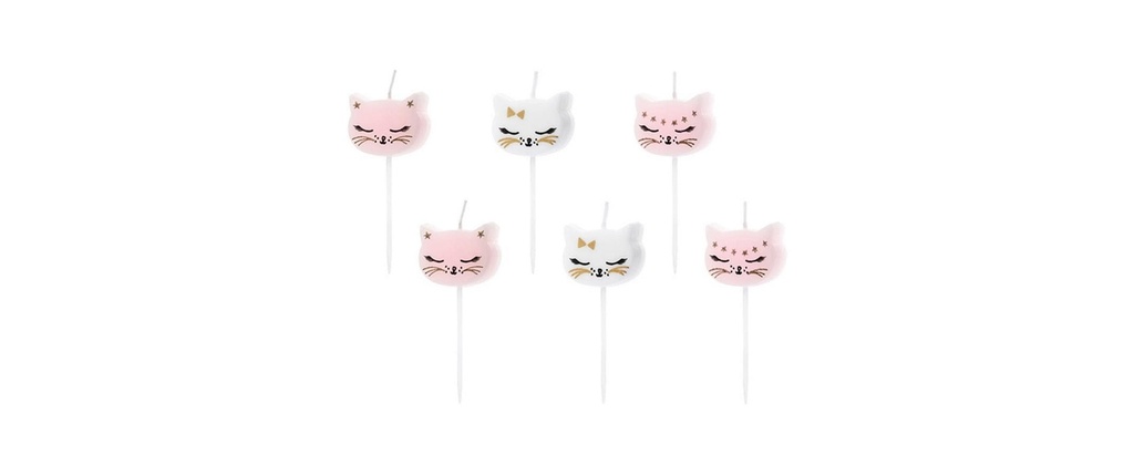 Partydeco Bougie Cat 6 Pièce/s