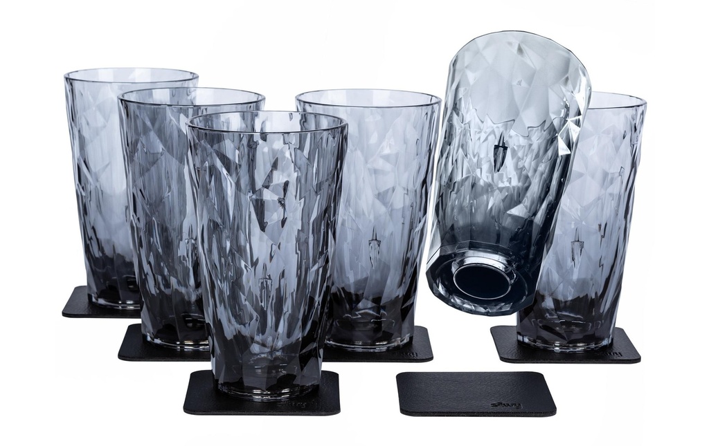 Silwy Verres en plastique magnétiques Longdrink Gris
