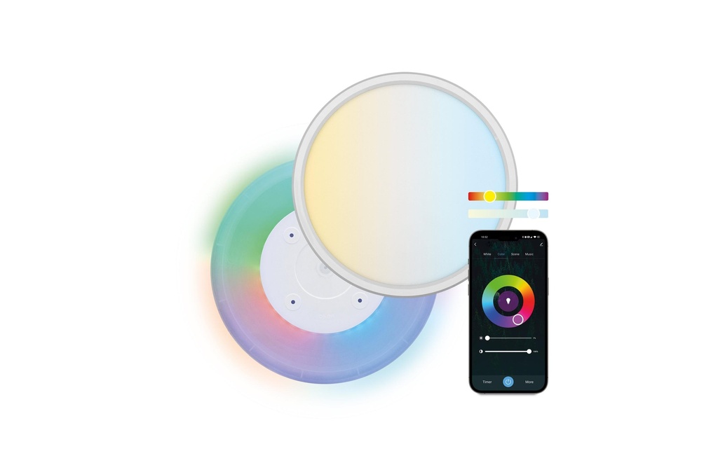 KSiX Plafonnier LED Duo CCT-RGB 24 W 42 cm Blanc