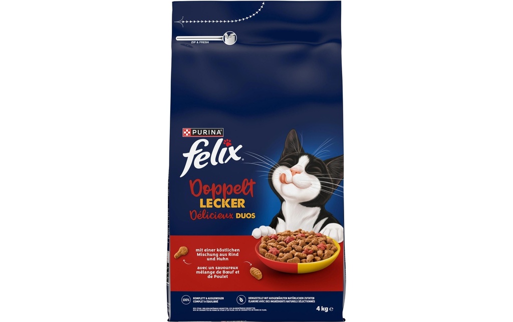 Felix Alimentation sèche Doublement délicieux Adult Viande 4 kg