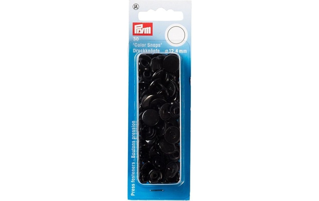 Prym Boutons poussoirs Boutons de couleur Noir, 12.4 mm, 30 pièces