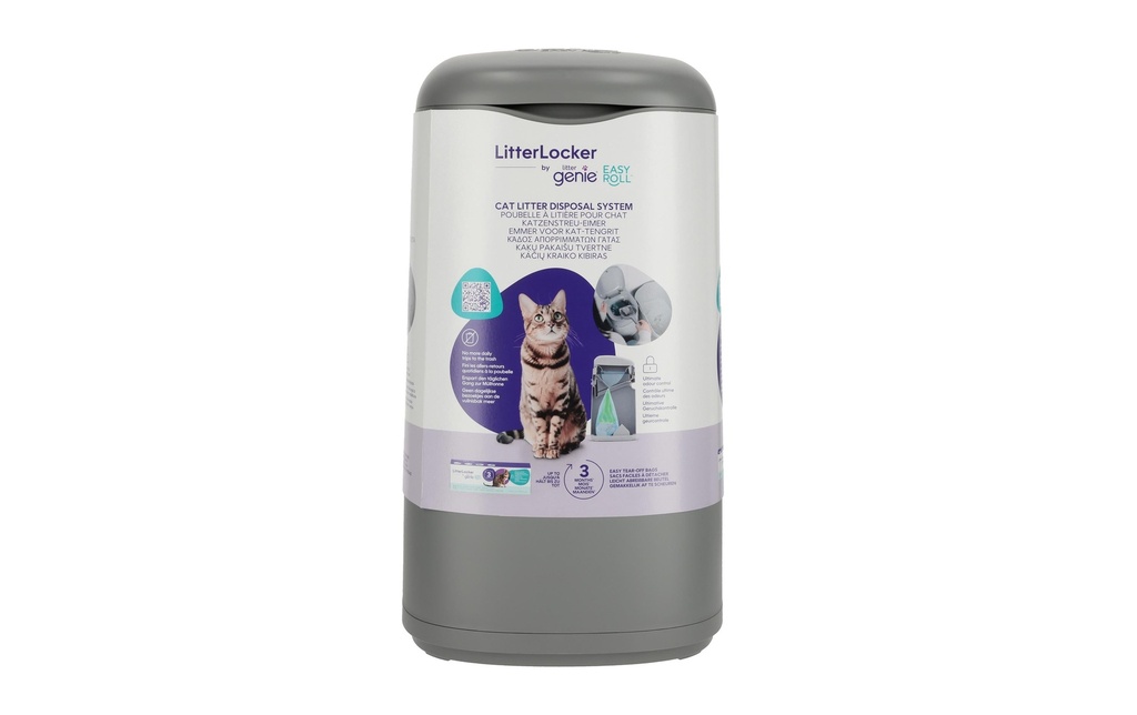 LitterLocker Seau à déchets Litter Genie Easy Roll Gris
