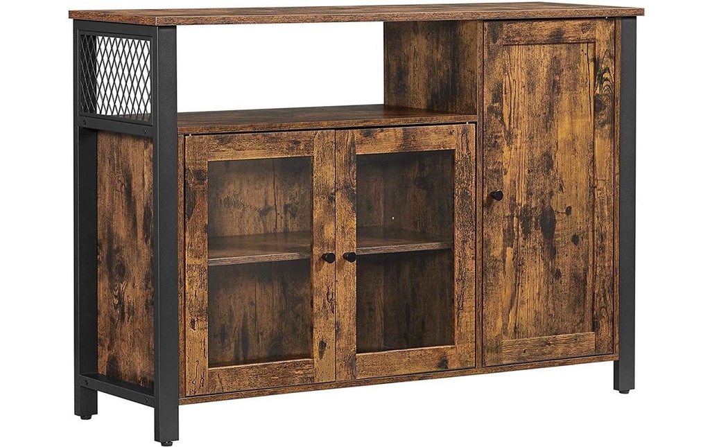 VASAGLE Buffet avec 3 portes 110 x 75 cm, Noir/Brun