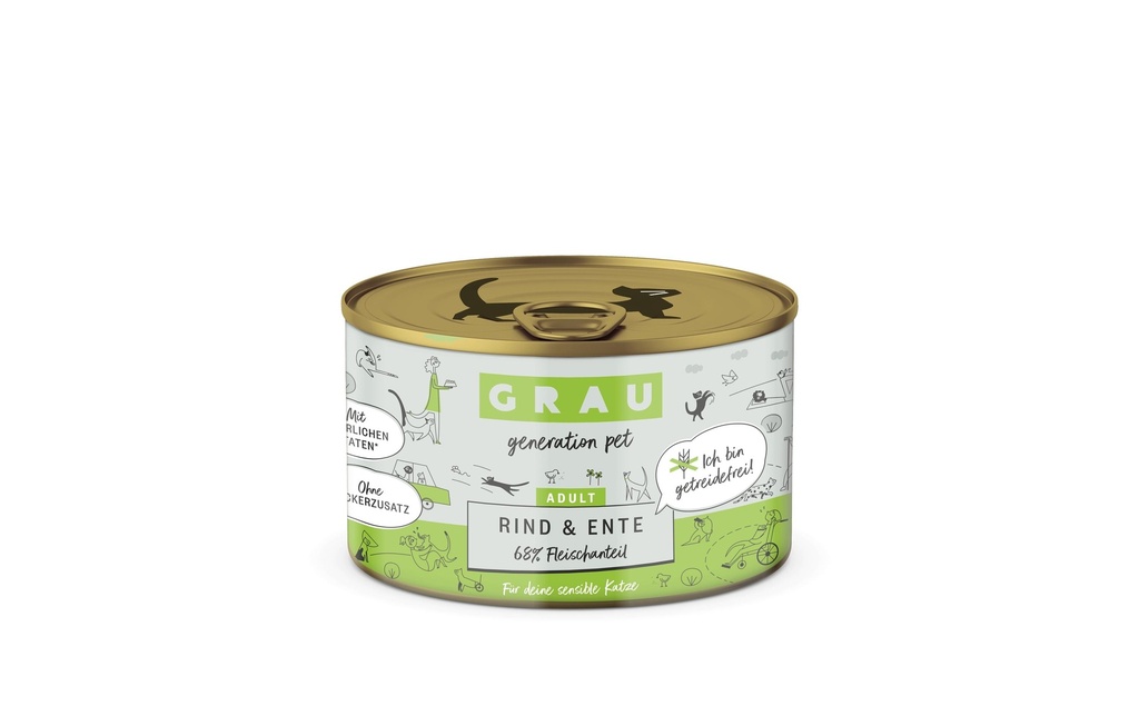 Grau Alimentation humide Bœuf et canard 200 g