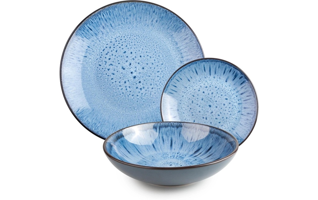 Ibili Set d'assiettes Normandia 12 pièces, Bleu