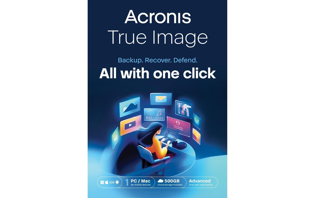 Acronis True Image Advanced ESD, Subscr. 1 PC, 1 an, 500GB
