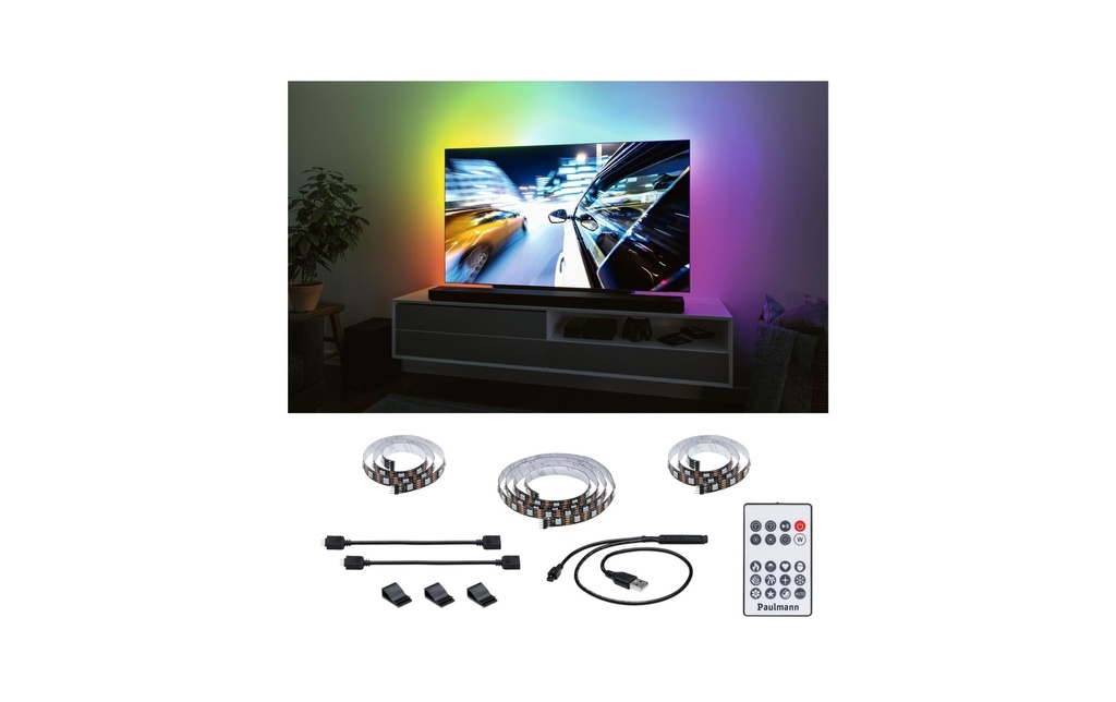 Paulmann EntertainLED USB Strip Éclairage TV RGB+, 55