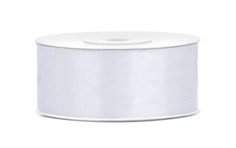 Partydeco Ruban de satin 2.5 cm x 25 m, blanc