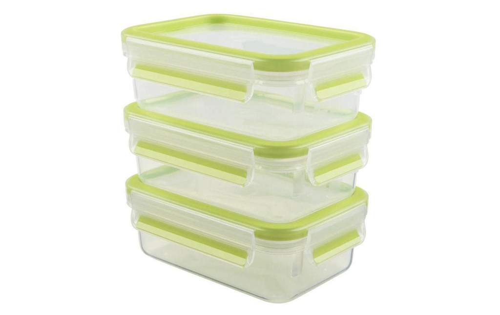 Emsa Récipients à provisions 3 pièces, 0.55 l, Transparent/Vert