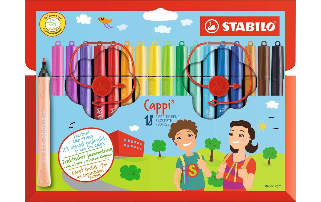 STABILO Feutres Cappi étui en carton (18 pces)