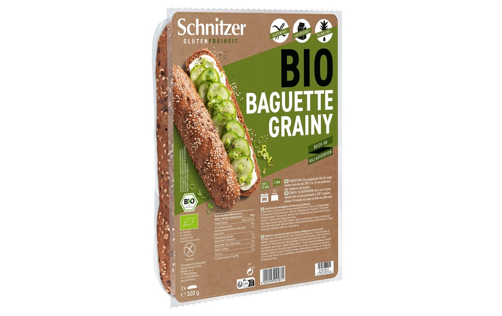 Schnitzer Bio Baguette Grainy  sans gluten 2 x 160 g
