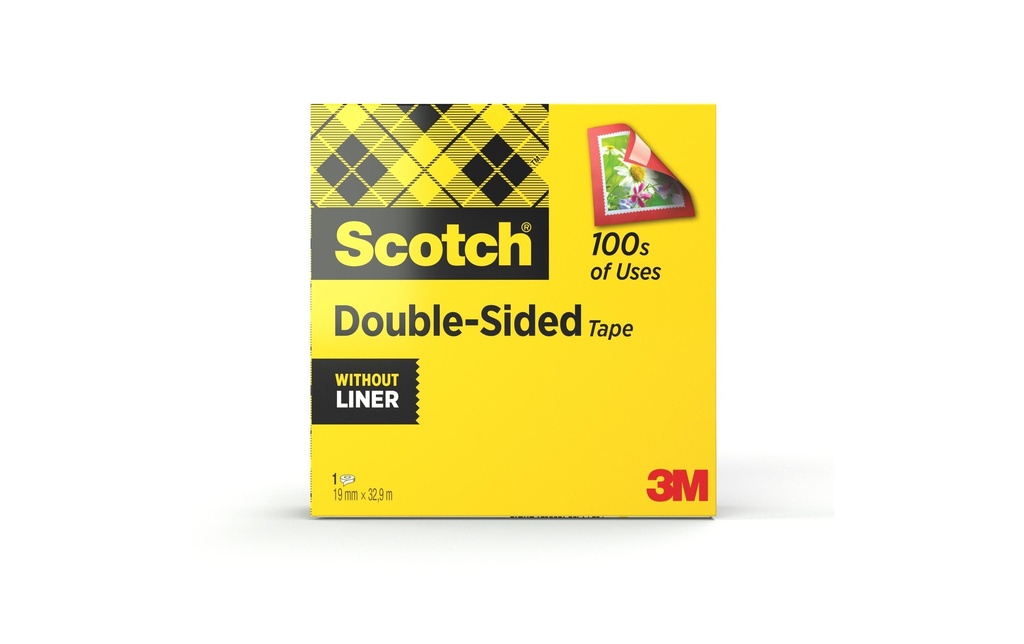 Scotch Ruban adhésif double-face 19 mm x 33 m, Transparent