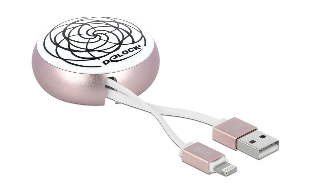Delock Câble USB 2.0 avec fonction autoroll USB-A - Lightning 0.92 m