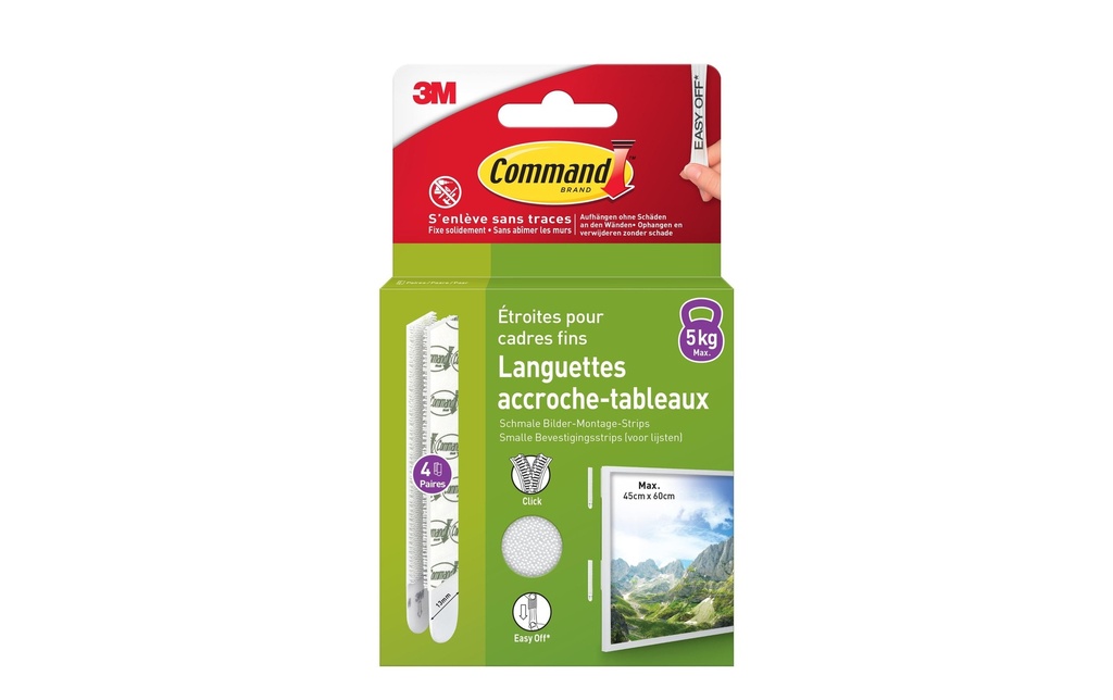 Command Pastille adhésive Command M Étroit, 5 kg, 4 kit Blanc