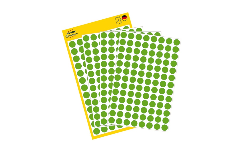 Avery Zweckform Pastilles adhésives Ø 8 mm, 4 feuilles, vert