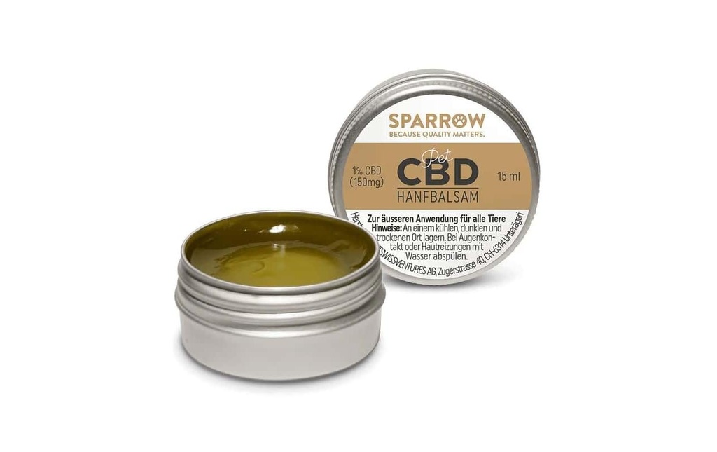 Sparrow Pet CBD Baume de chanvre avec 1% CBD, 15 ml