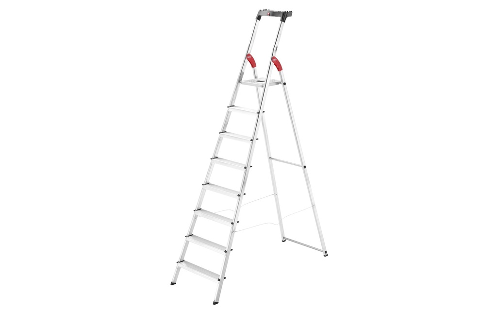 Hailo Échelle double L60, aluminium, avec plateau de travail 8 niveaux