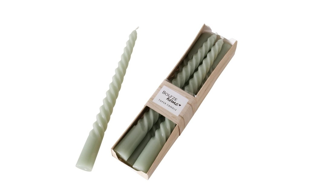 Boltze Bougie droite Twisto Lot de 6, Vert clair