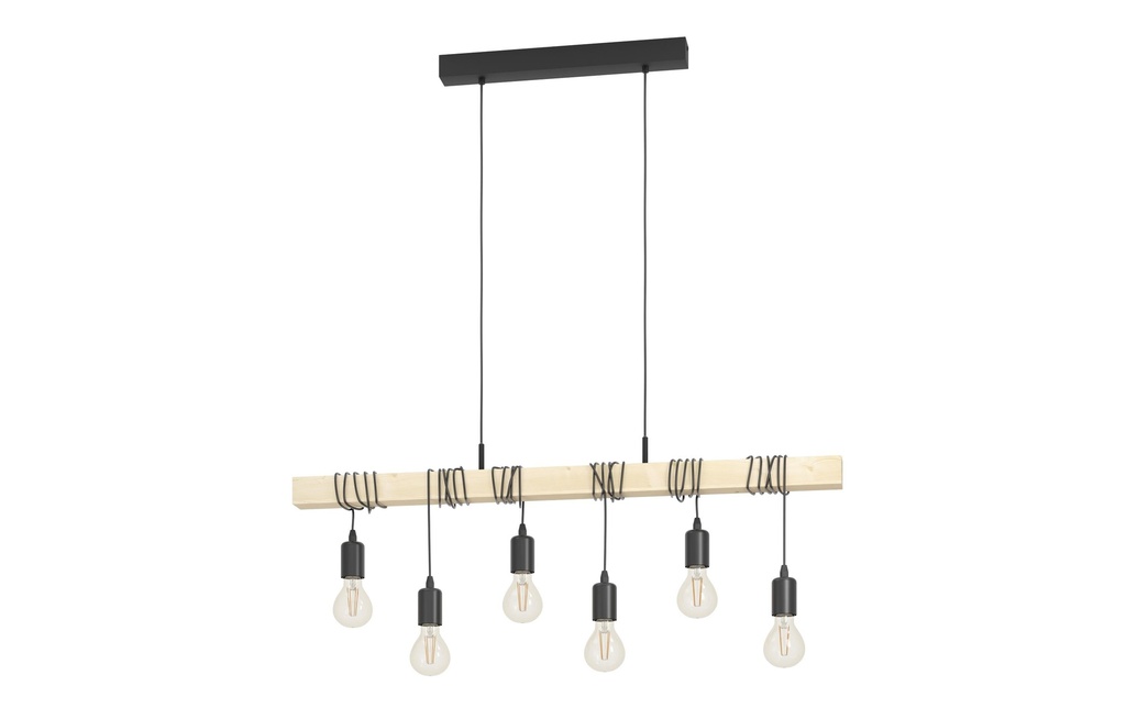 EGLO Leuchten Lampe suspendue TOWNSHEND noir, marron exkl. E27 6x60W