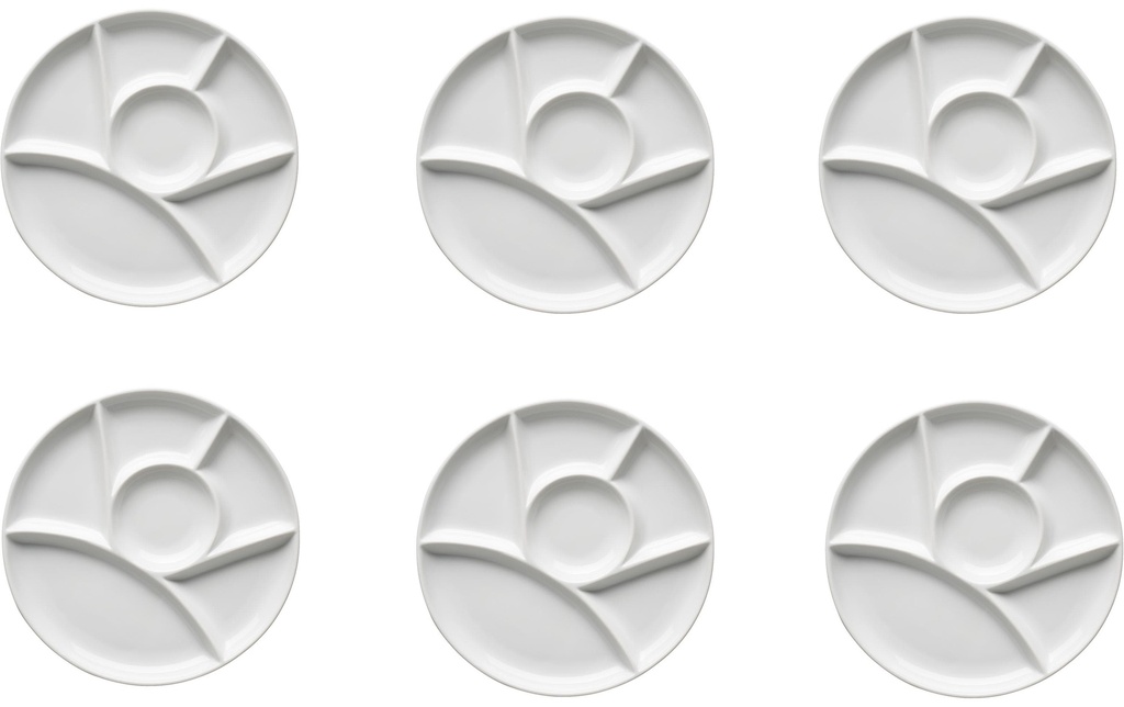 Mäser Assiette à fondue rond 22 cm, 6 pièces, blanc