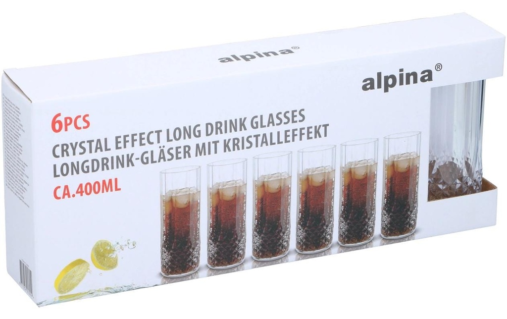 alpina Verre à long drink 400 ml, 6 Pièce/s, Transparent