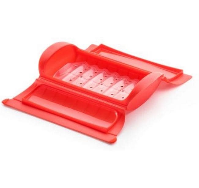 Lékué Four micro-ondes à vapeur avec support Rouge