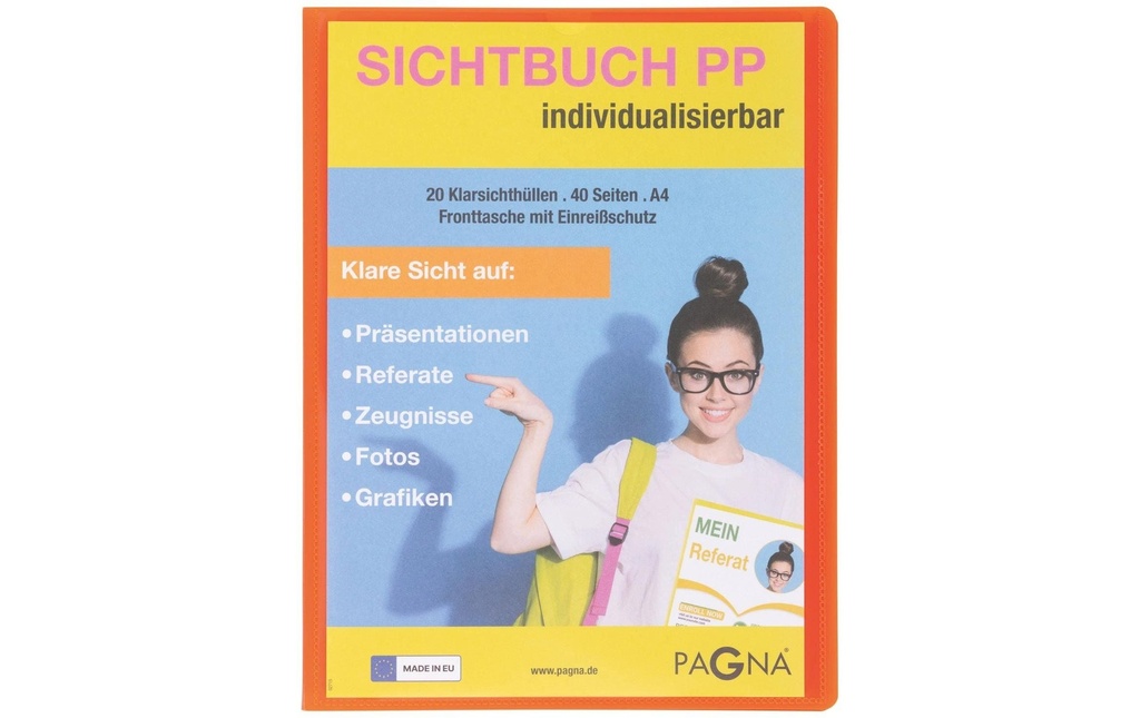 Pagna Chemises de présentation avec poche frontale, School A4 Orange