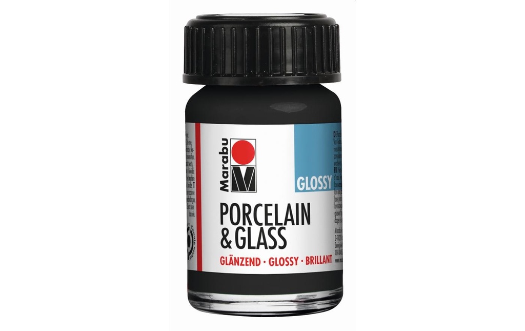 Marabu Peinture sur verre et porcelaine 073 Noir, 15 ml