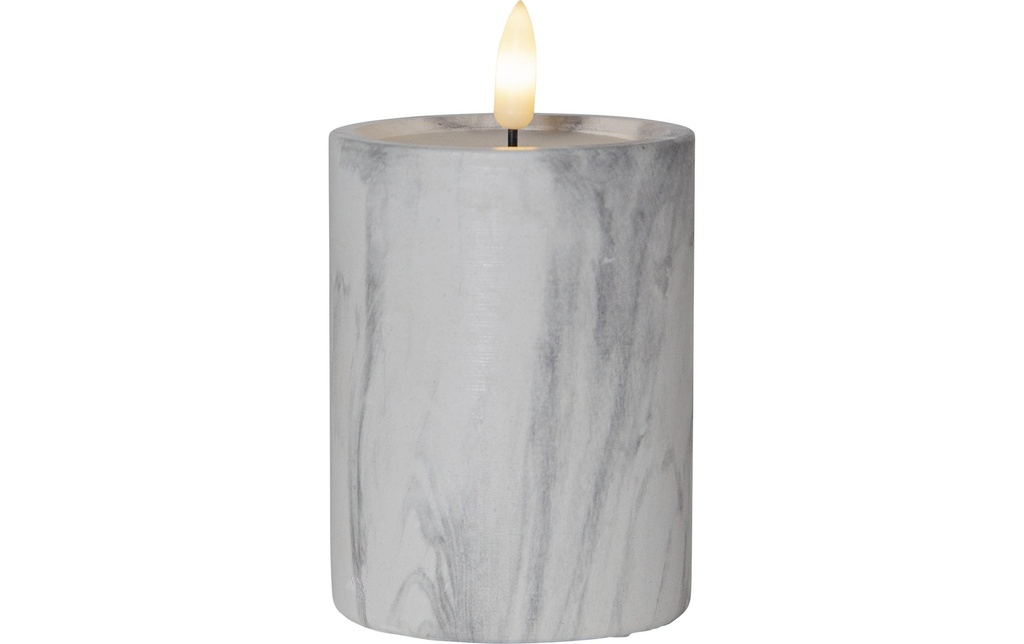 Star Trading Bougie LED Pilier Flamme Marbre Ø 7.5 x 12.5 cm, Gris