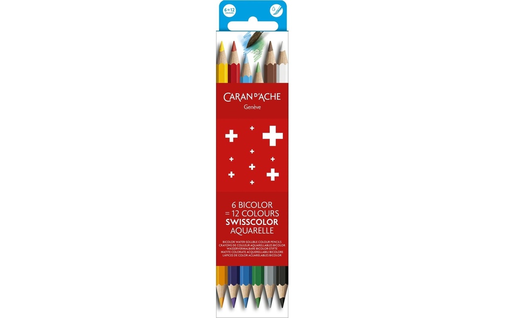 [110285706] CARAN D'ACHE Crayon de couleur Bicolor Etui (6 pces)