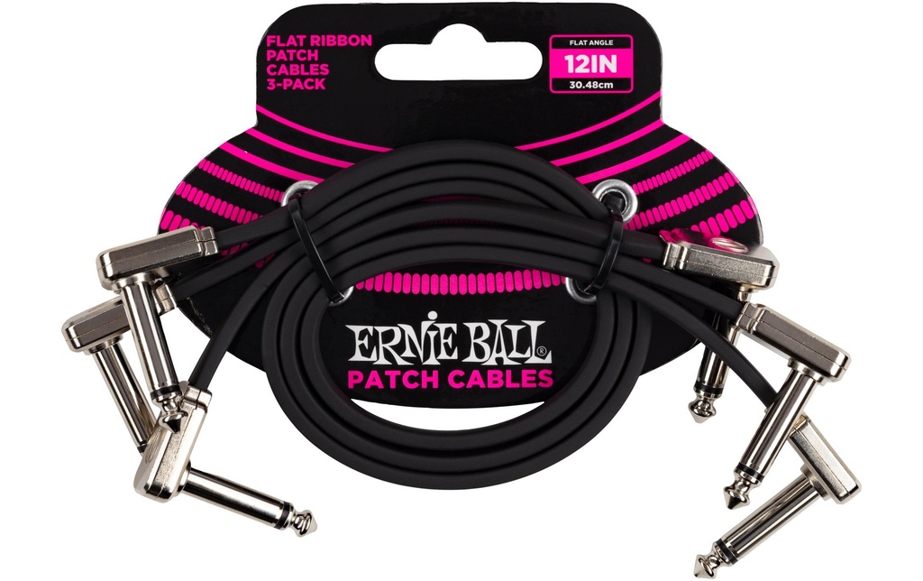 Ernie Ball Câble patch 6222 Paquet de 3 - 0.3 m, Noir