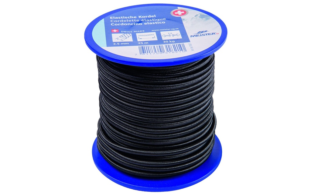Meister Tendeur en caoutchouc Ø 3,5 mm, 25 m, 30 kg, Noir