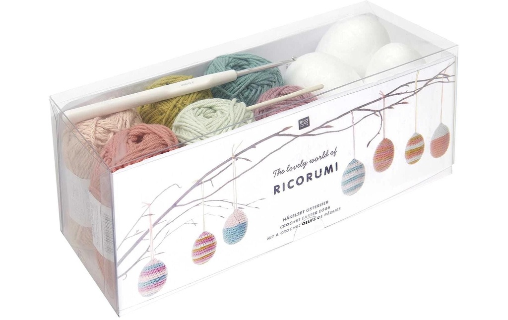 Rico Design Kit de bricolage pour Pâques Crochet Ricorumi Oeufs de Pâques, Earthy
