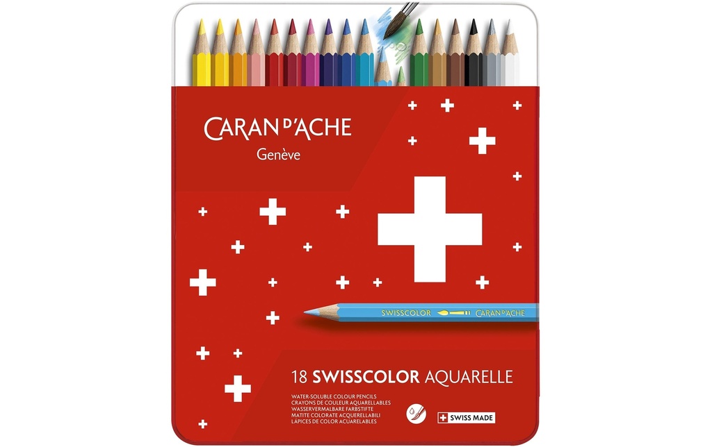 CARAN D'ACHE Crayon coul.solub.à l'eau 18p (18 pces)