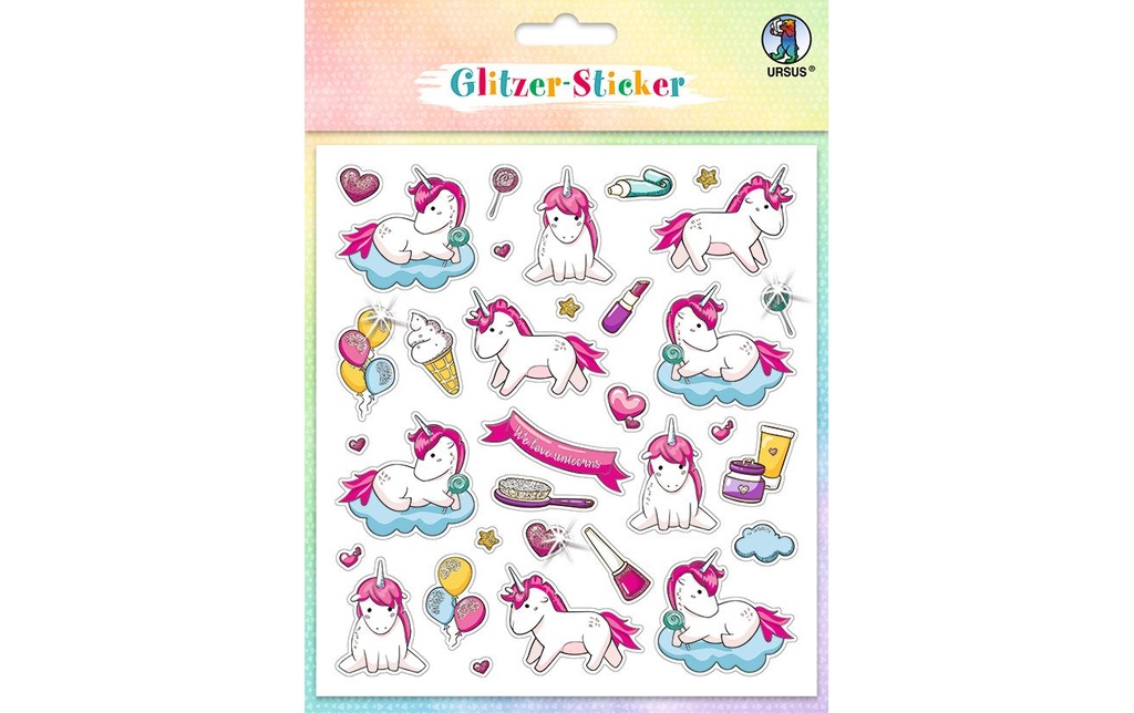 URSUS Autocollant à motif Glitter Fun Unicorn 4 feuilles, 151 autocollants