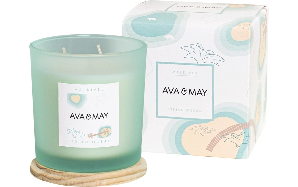 AVA & MAY Bougie parfumée Les Maldives, 10.9 x 11.5 cm